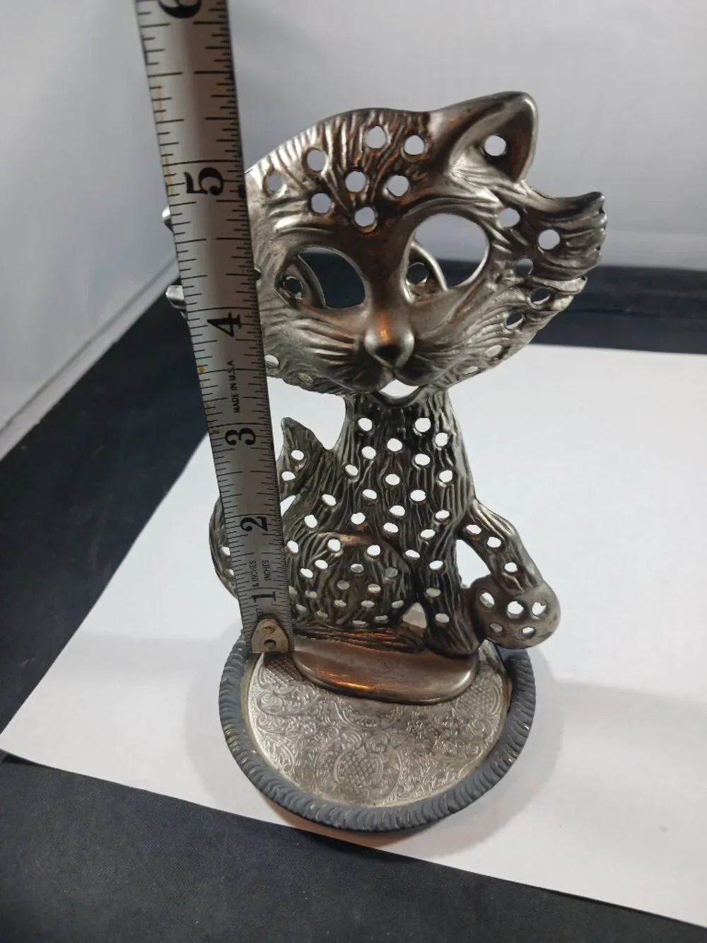 Vintage Silver-plated Cat / Kitty / Kitten Shaped Earring Holder and Dish